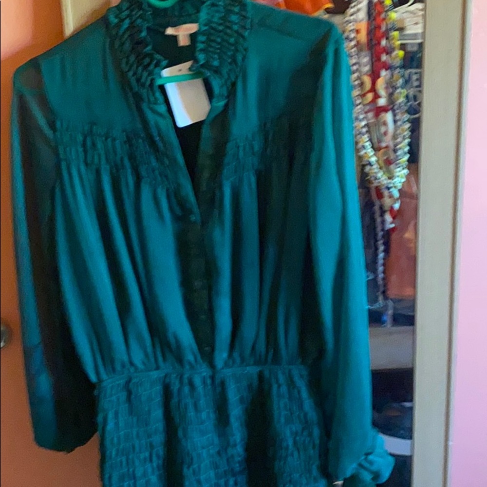A green boutique dress.